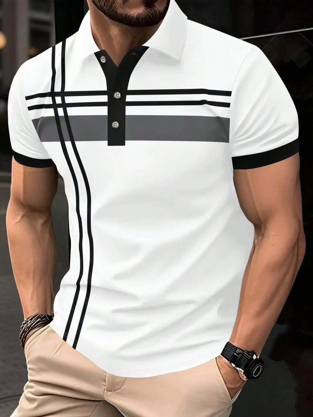Men’s Sport Stripe Performance Polo