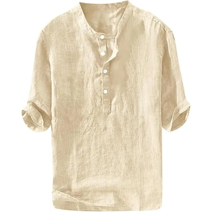 Coastal Breeze Linen Henley Shirt