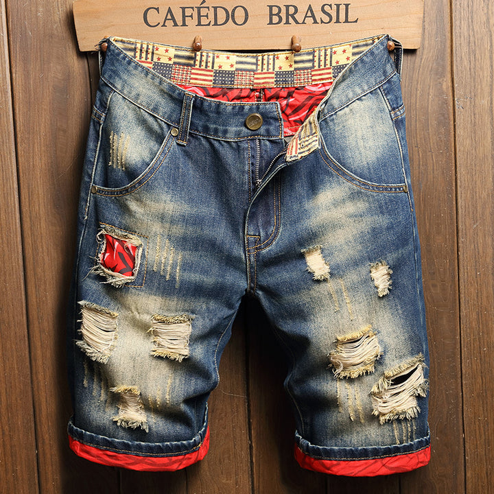 Street Style Patchwork Denim Shorts