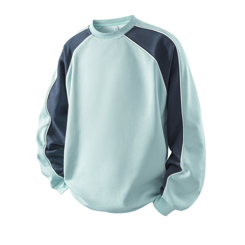 Contrast Waffle Knit Crewneck Sweatshirt