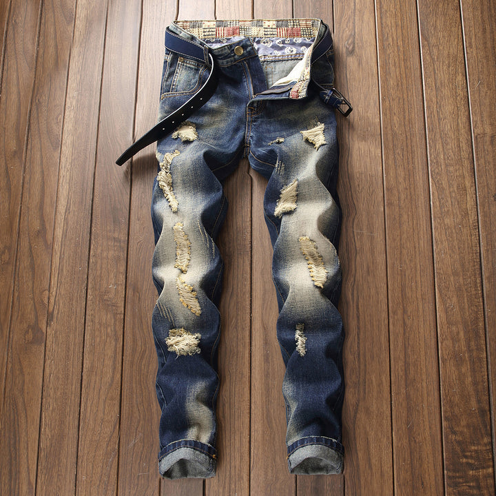 Vintage-wash Distressed Jeans