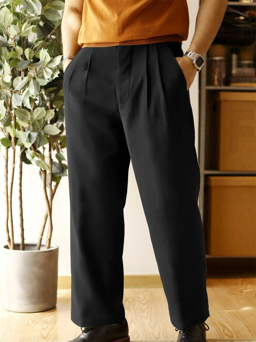 RELAXED TAILORED WIDE-LEG TROUSERS