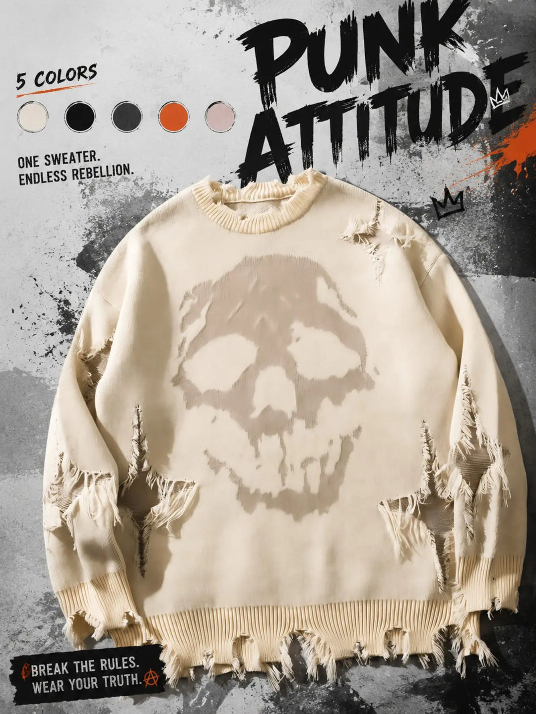 Ripped Drop Shoulder Sweater Pullover