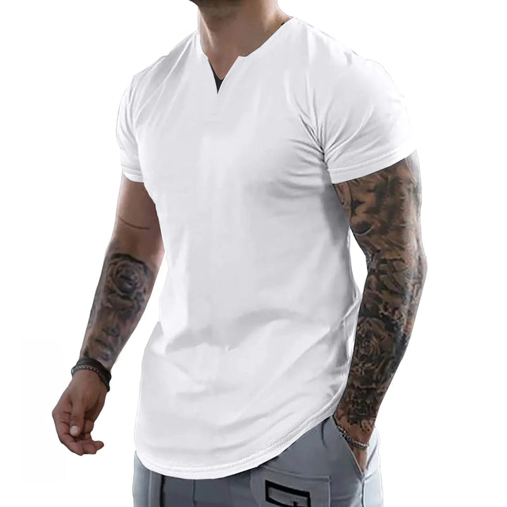 Slim Fit V-Neck Henley Tee