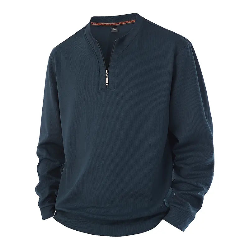 S-5XL Half-Zip Mock Neck Pullover Sweatshirt