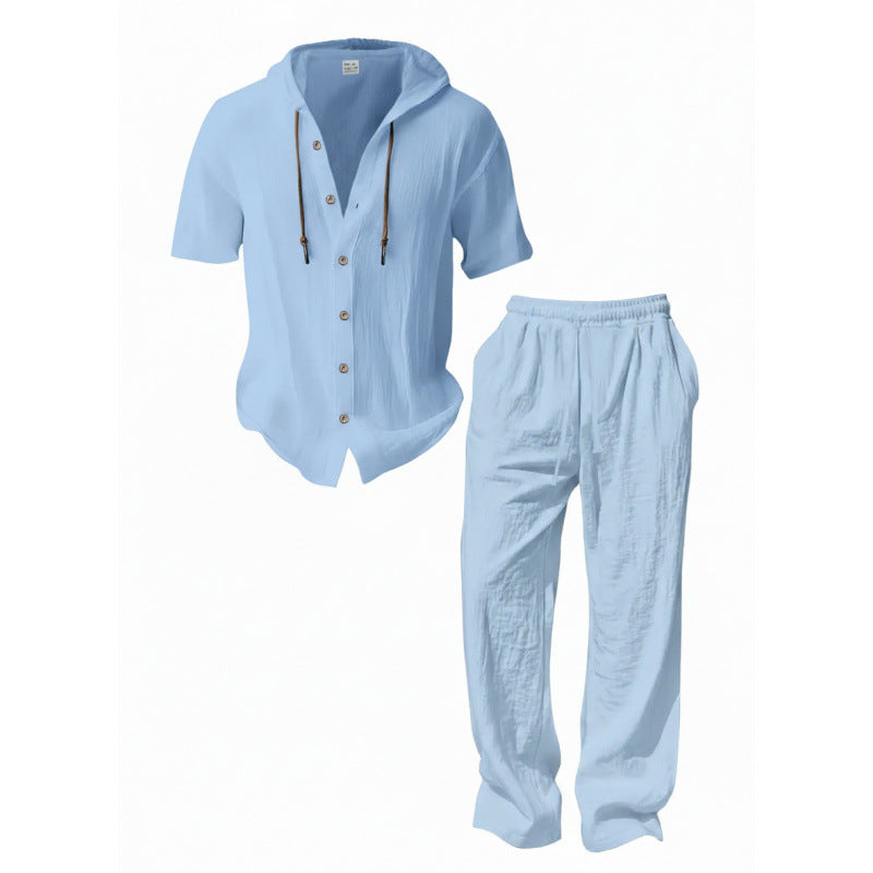 LINEN SHORT SLEEVE SHIRT&amp; PANTS SET FOR MEN