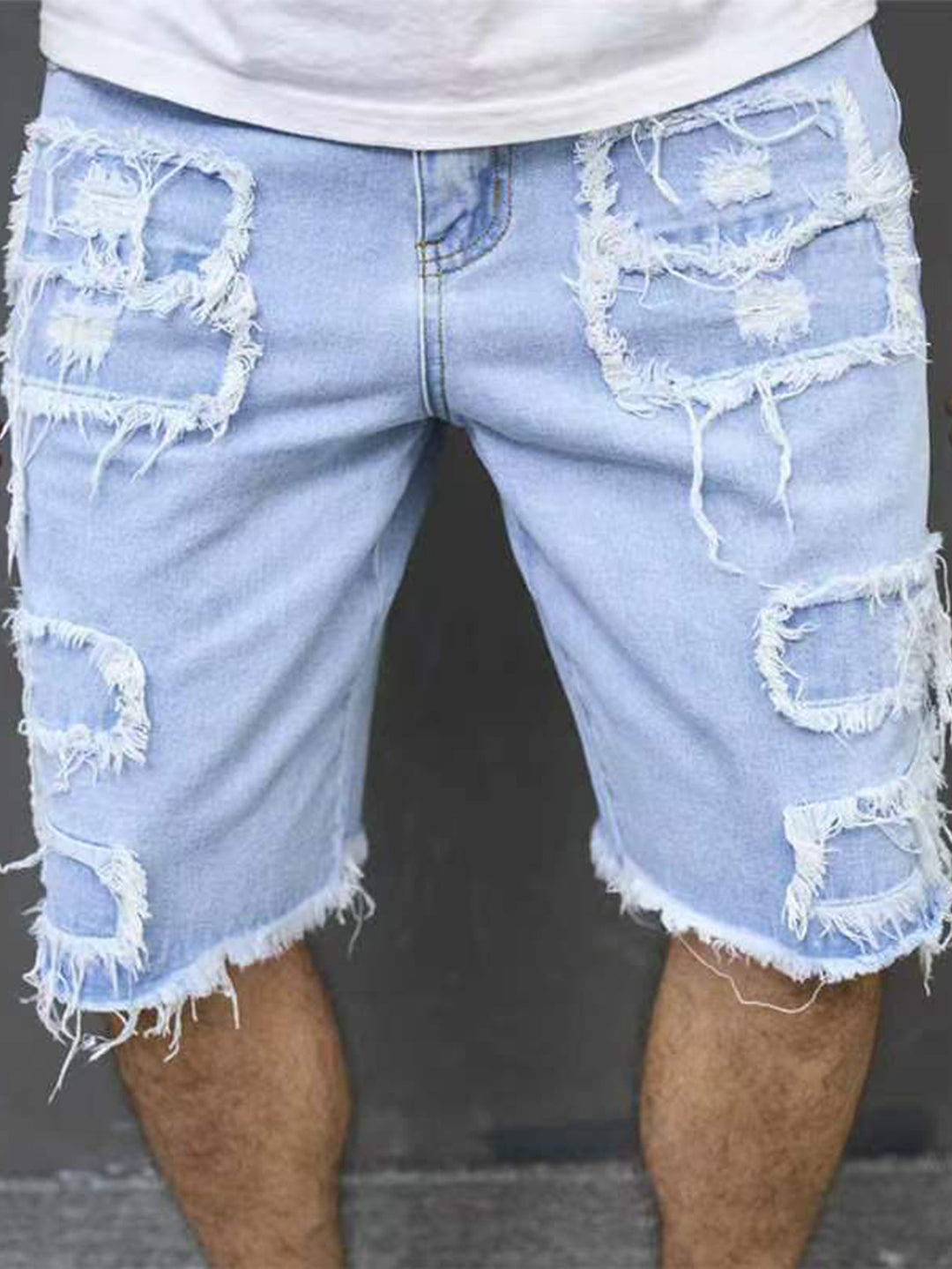 DISTRESSED DENIM SHORTS