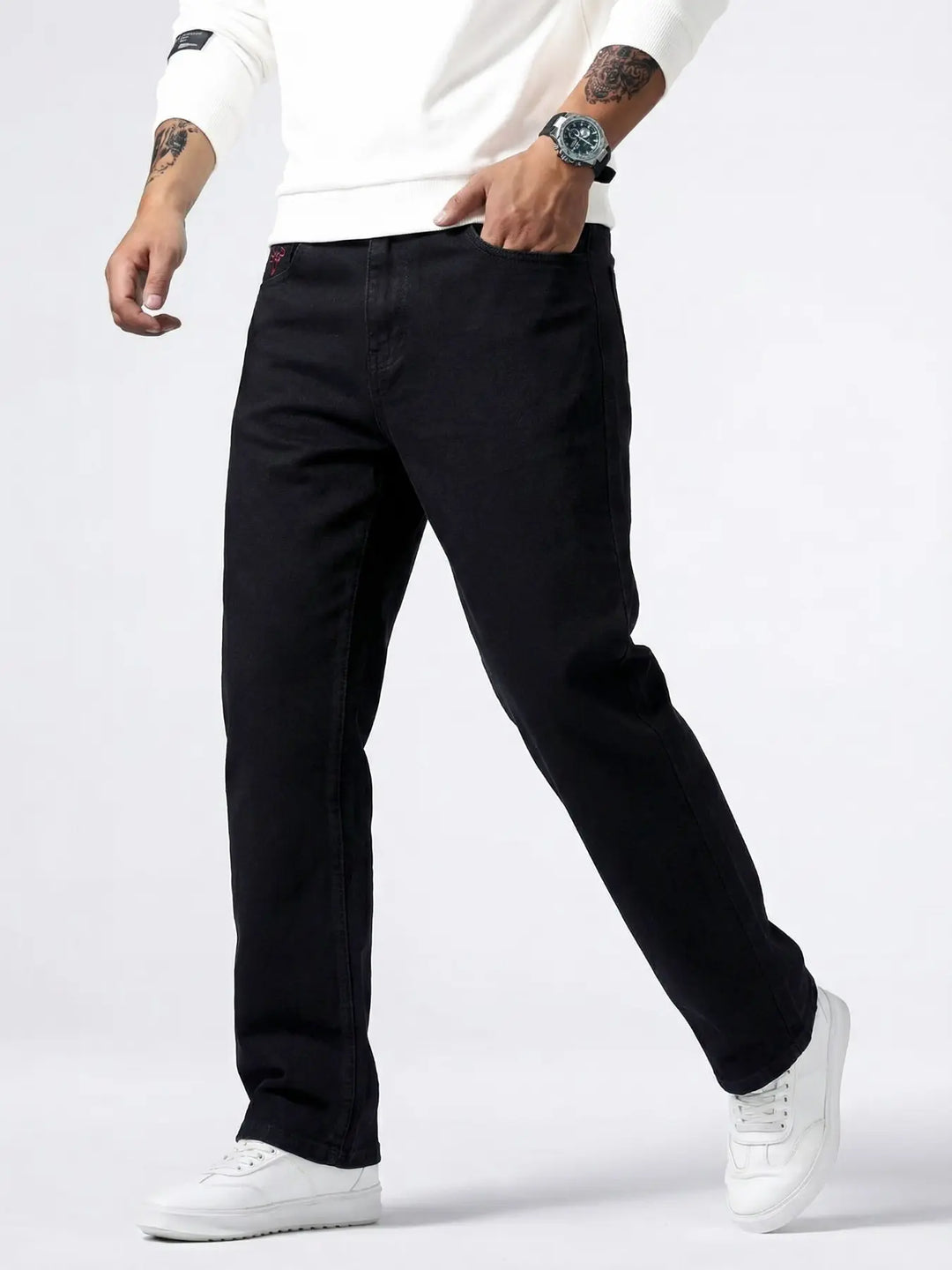 RETRO STRAIGHT-LEG DENIM JEANS