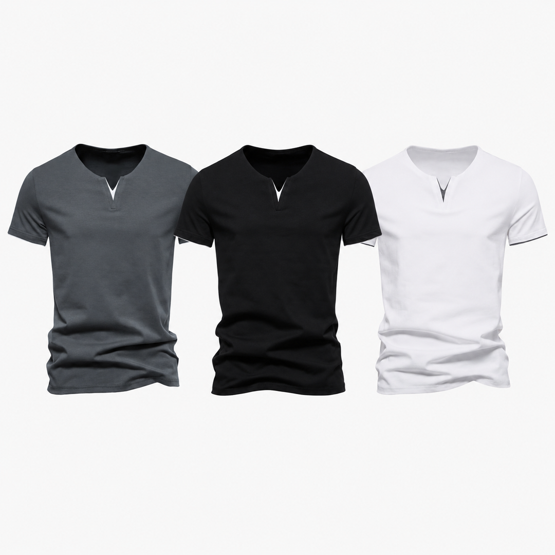 Slim Fit V-Neck Henley Tee