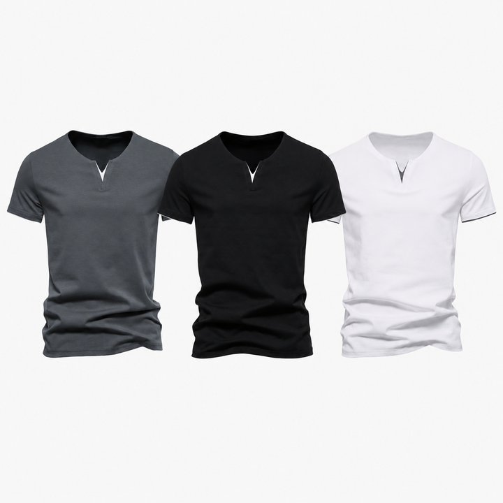 Slim Fit V-Neck Henley Tee