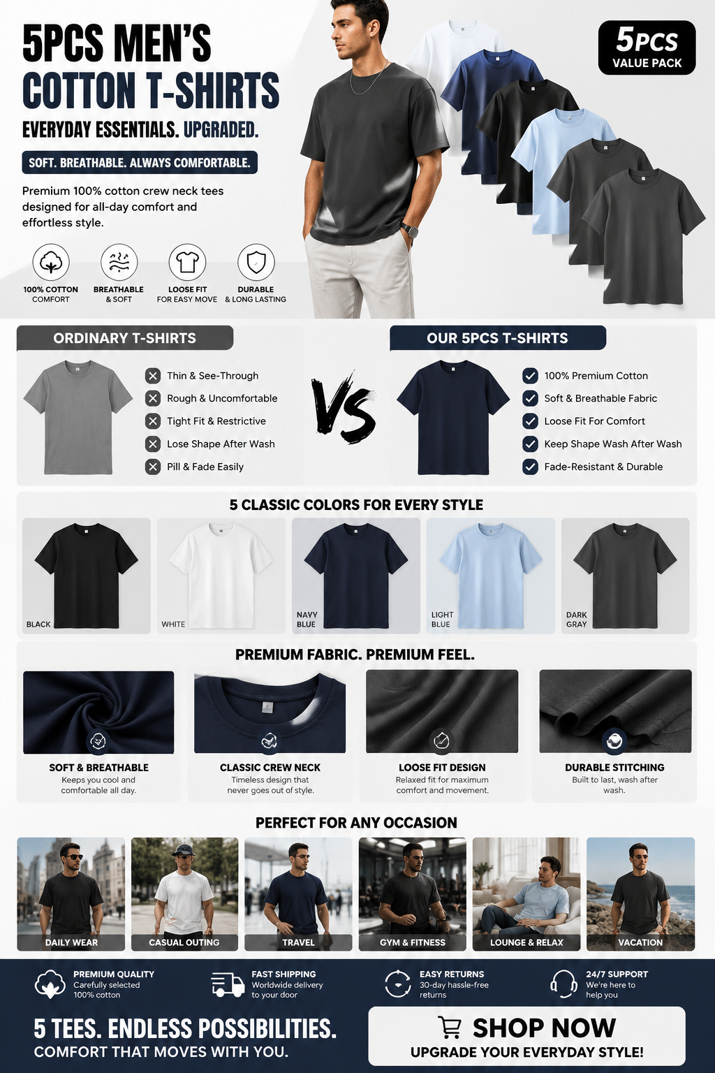 5PCS MEN&