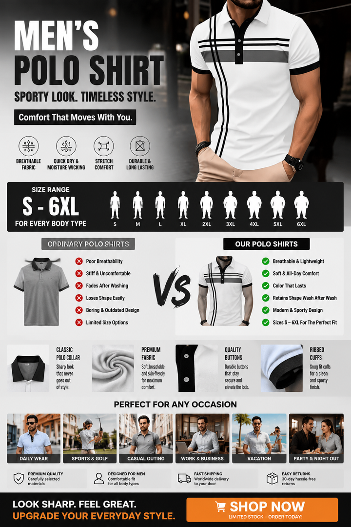 Men’s Sport Stripe Performance Polo