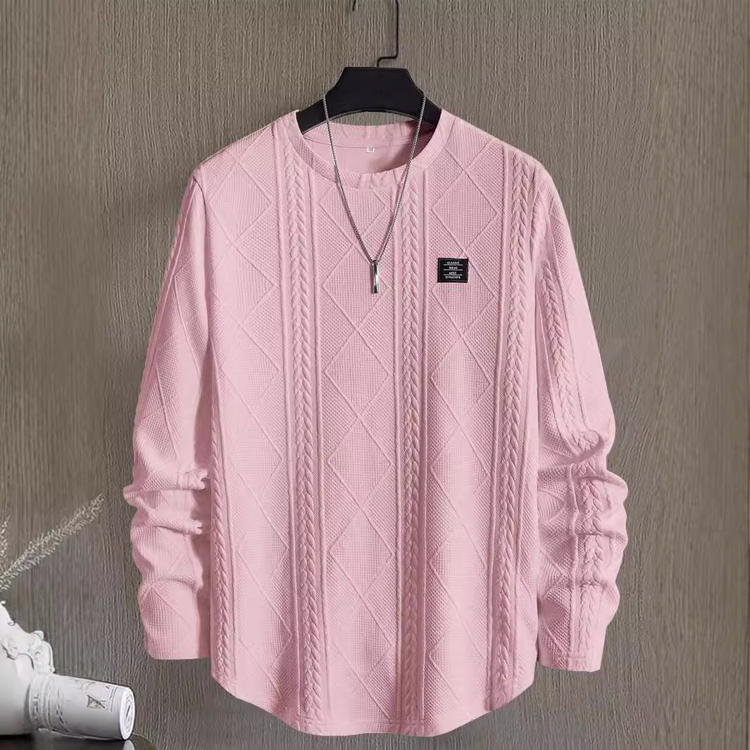 Textured Knit Long Sleeve Crewneck Sweatshirt