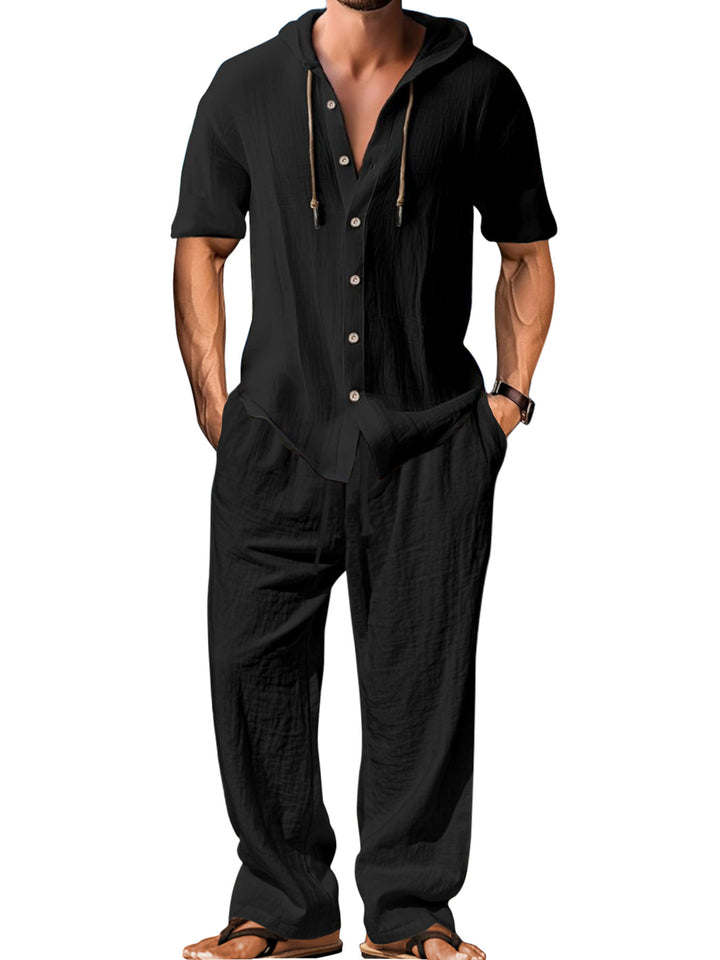 Linen-Blend Relaxed Fit Shirt &amp; Pants Set