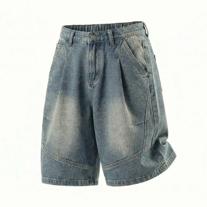 Washed Denim Cargo Shorts