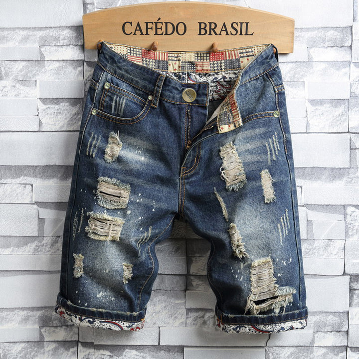 Street Style Patchwork Denim Shorts