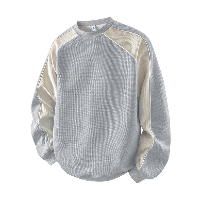 Contrast Waffle Knit Crewneck Sweatshirt