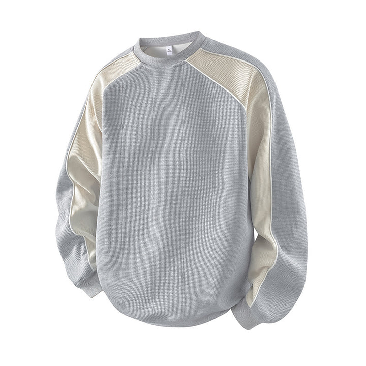 Contrast Waffle Knit Crewneck Sweatshirt
