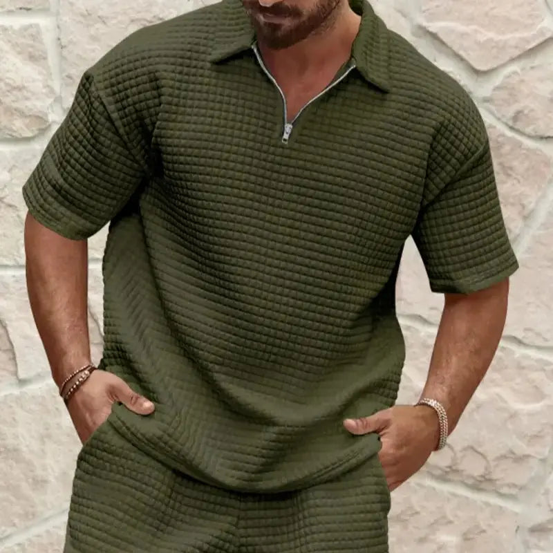 Elite Waffle-Knit Polo Set