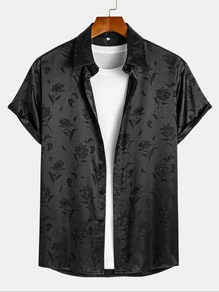 Midnight Bloom Jacquard Resort Shirt
