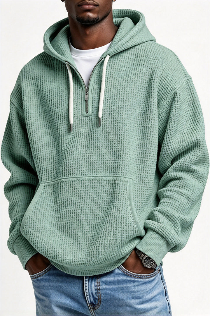 Zeeyr Waffle Knit Half-Zip Men Hoodie