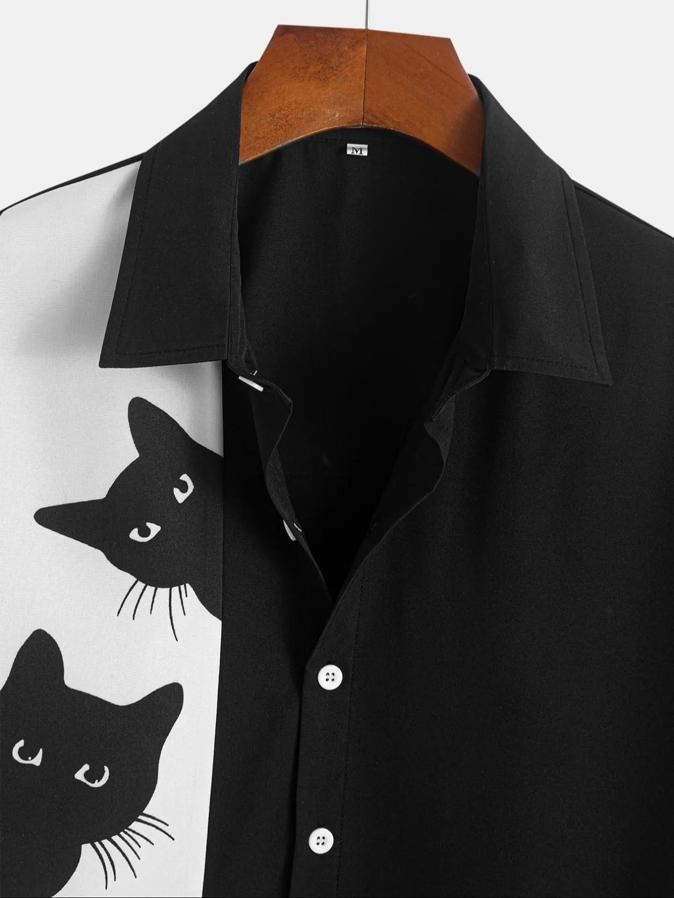 Playful Cat Print Resort Shirt