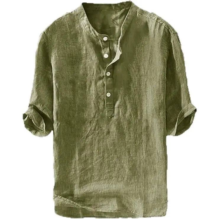Coastal Breeze Linen Henley Shirt