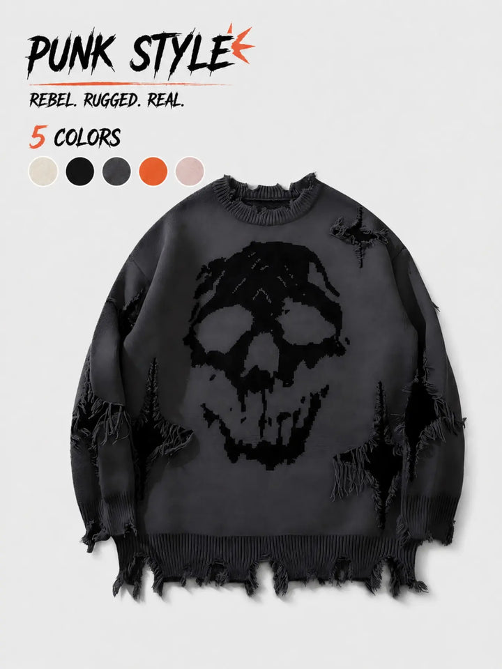 Ripped Drop Shoulder Sweater Pullover