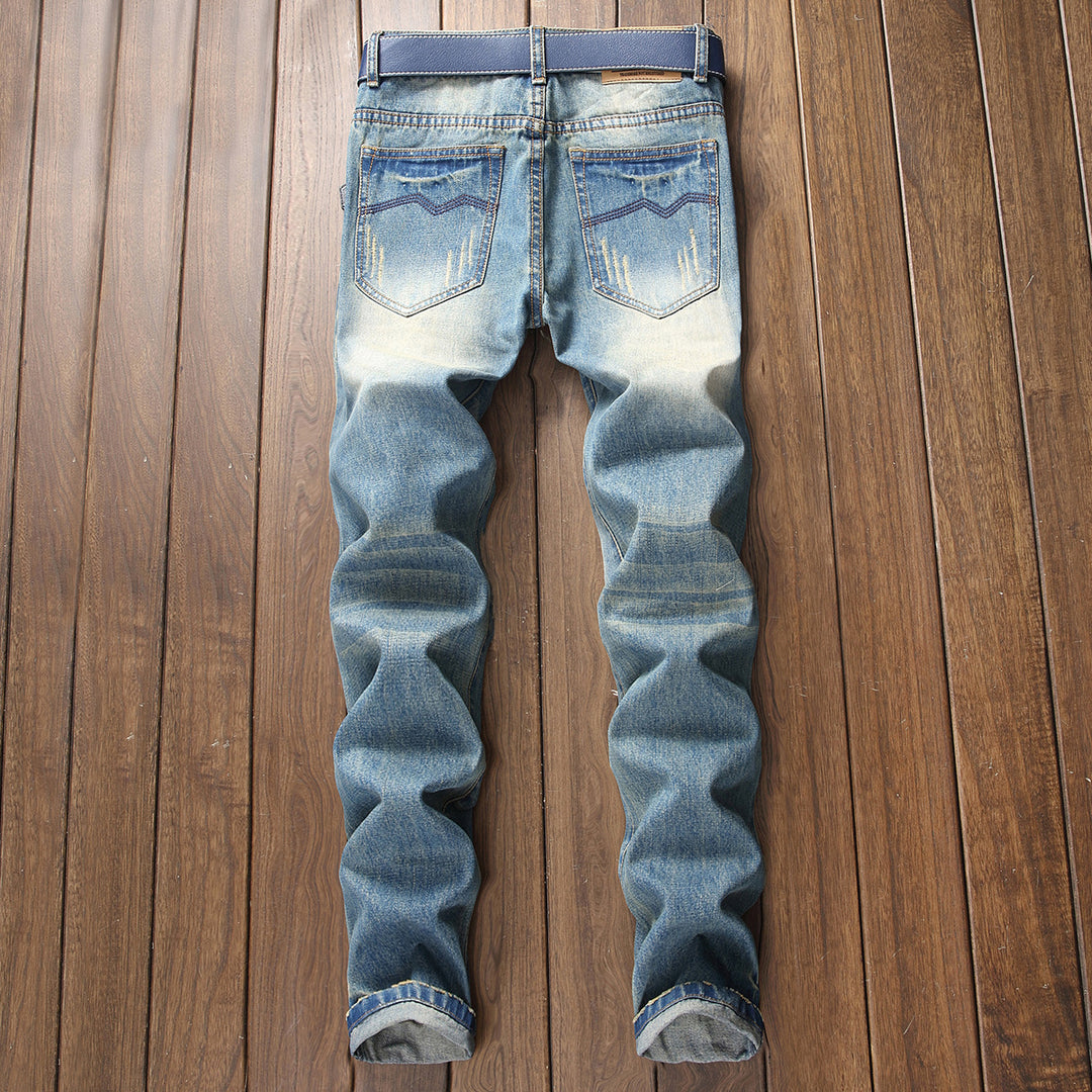 Vintage-wash Distressed Jeans