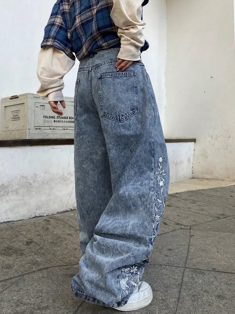 Thin Oversized Wide Leg Denim Jeans