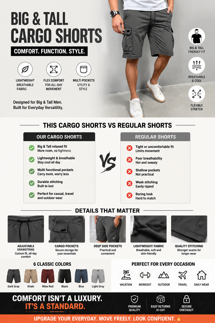 BIG &amp; TALLCARGO SHORTS