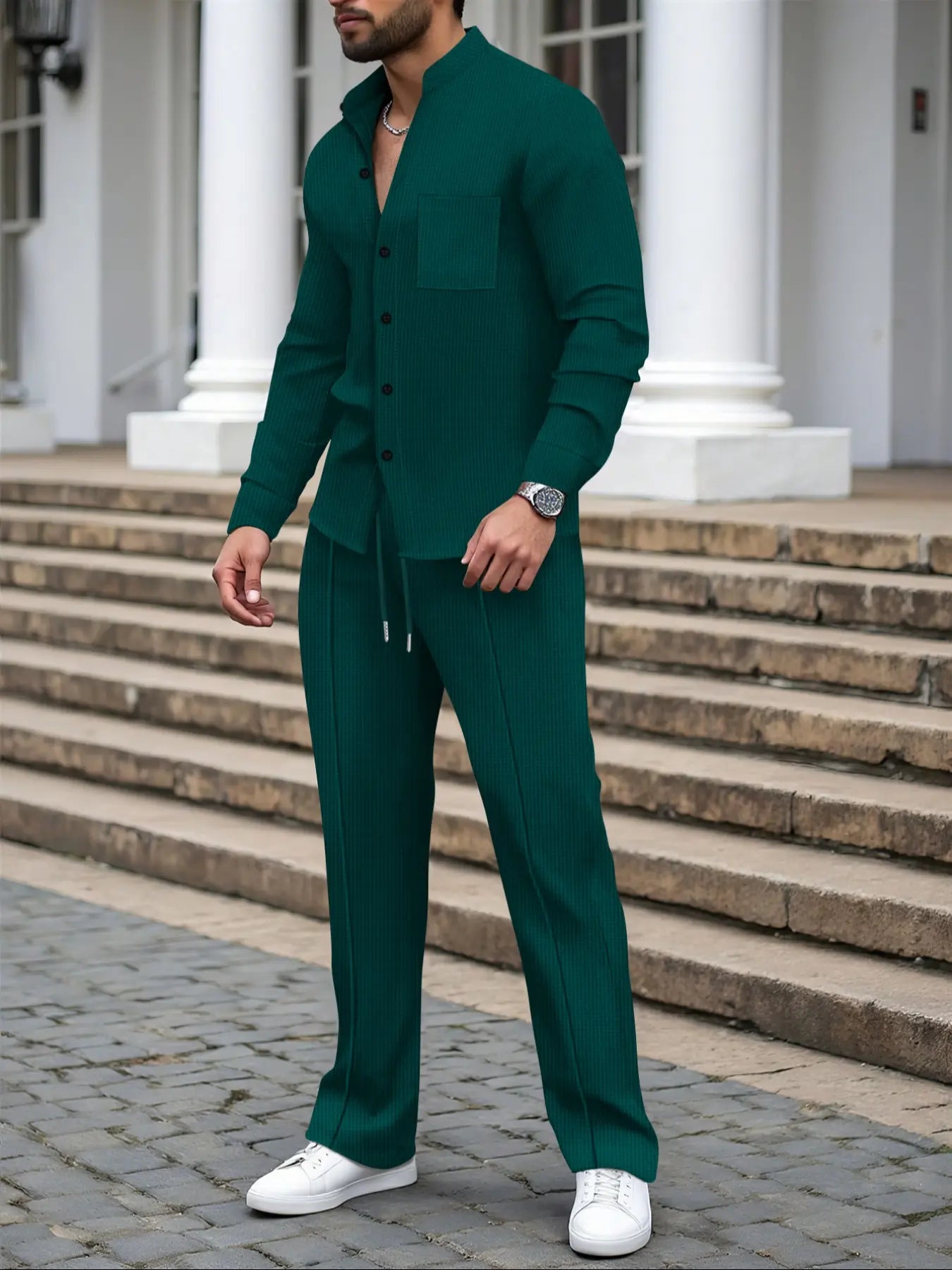 Monarch Elite Textured Shirt & Trousers Set
