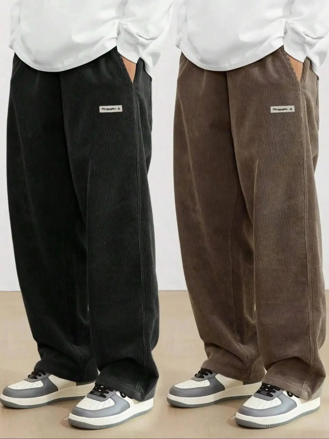 Drawstring Waist Corduroy Sweatpants