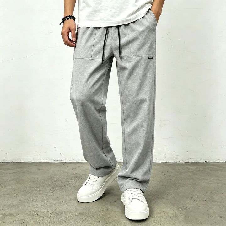 Basic Plain Loose Drawstring Mid Waist Pants