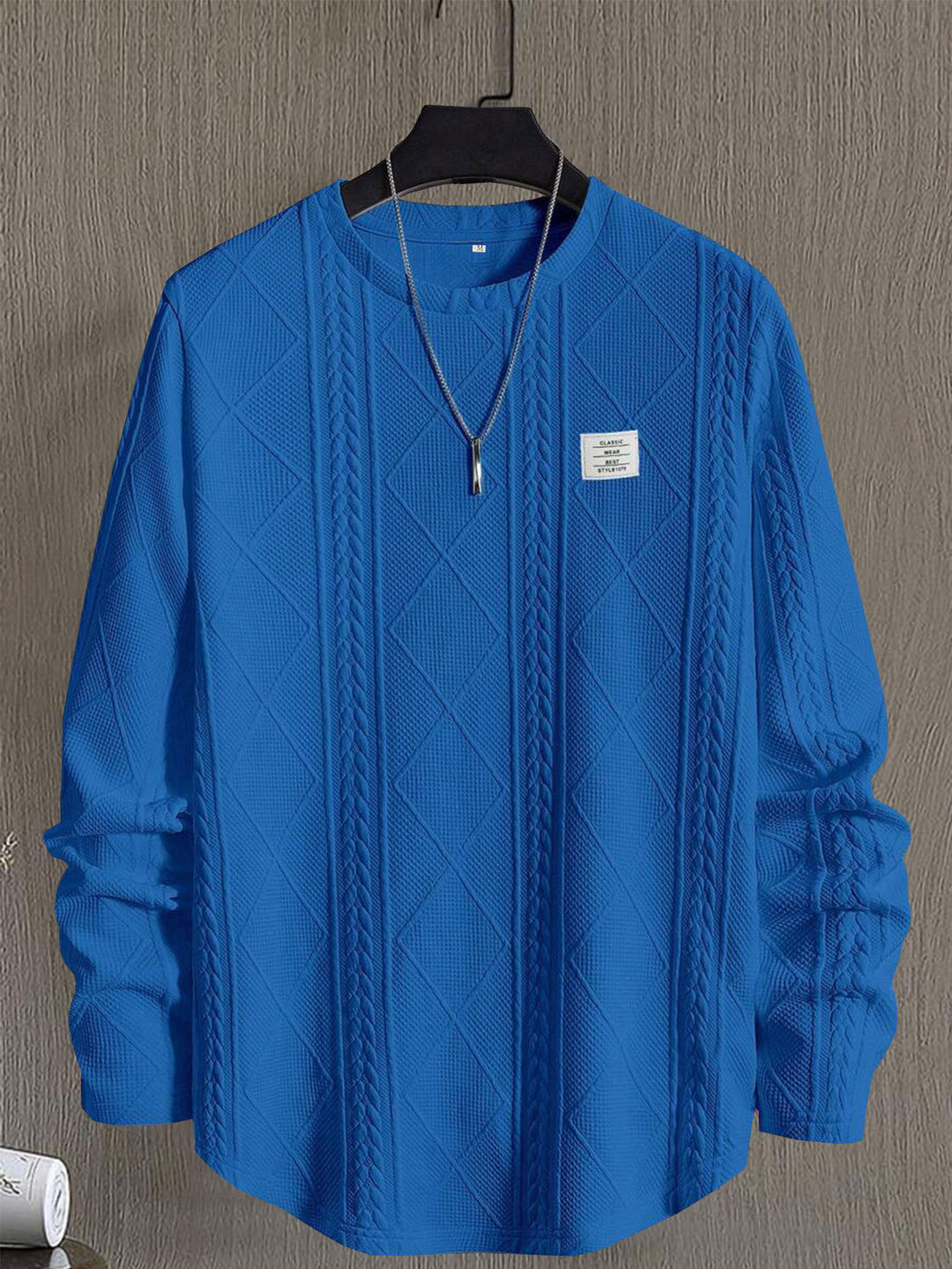 Textured Knit Long Sleeve Crewneck Sweatshirt