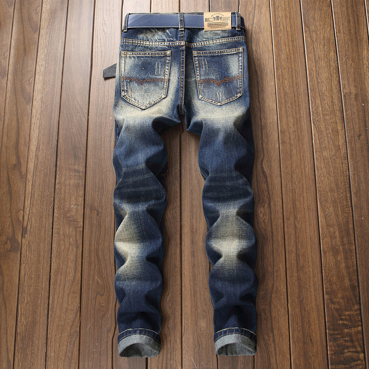 Vintage-wash Distressed Jeans