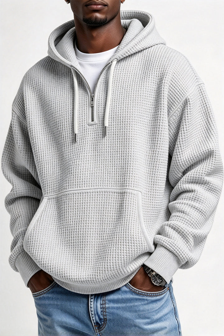 Zeeyr Waffle Knit Half-Zip Men Hoodie