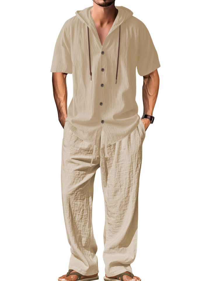 Linen-Blend Relaxed Fit Shirt &amp; Pants Set