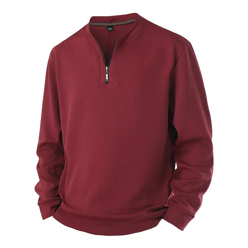 S-5XL Half-Zip Mock Neck Pullover Sweatshirt