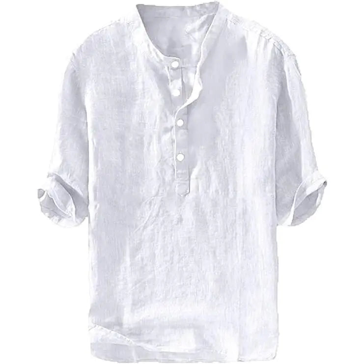 Coastal Breeze Linen Henley Shirt