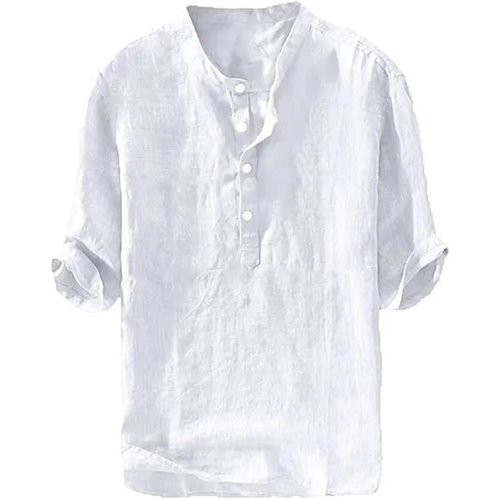 Coastal Breeze Linen Henley Shirt
