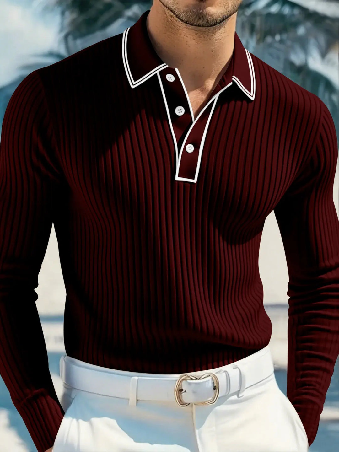 Prestige Ribbed Knit Polo Shirt