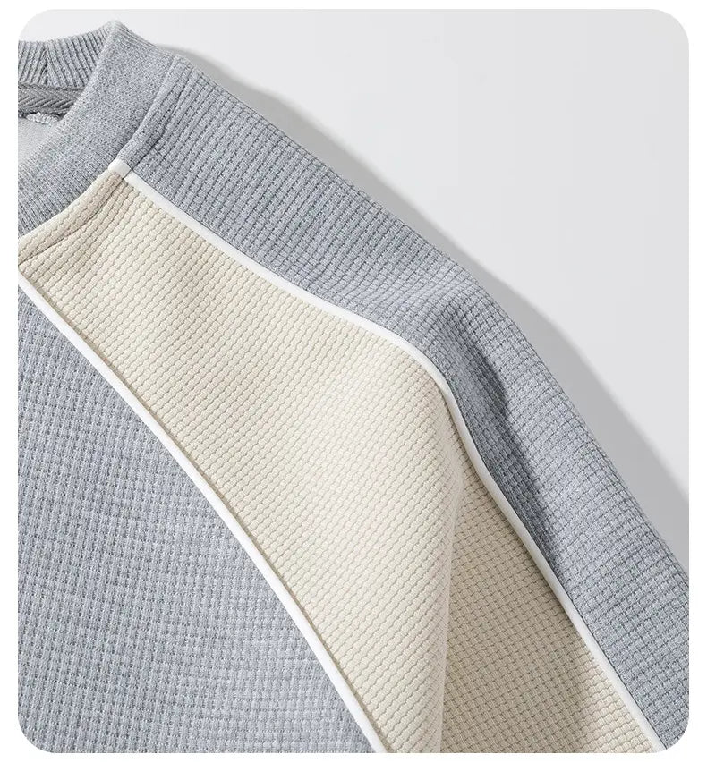 Contrast Waffle Knit Crewneck Sweatshirt
