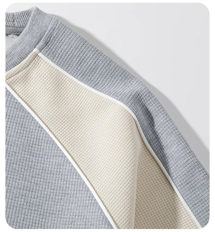 Contrast Waffle Knit Crewneck Sweatshirt