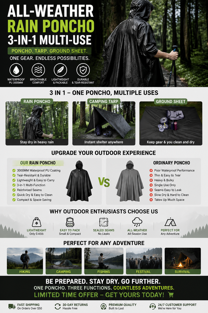 ALL-WEATHER RAIN PONCHO