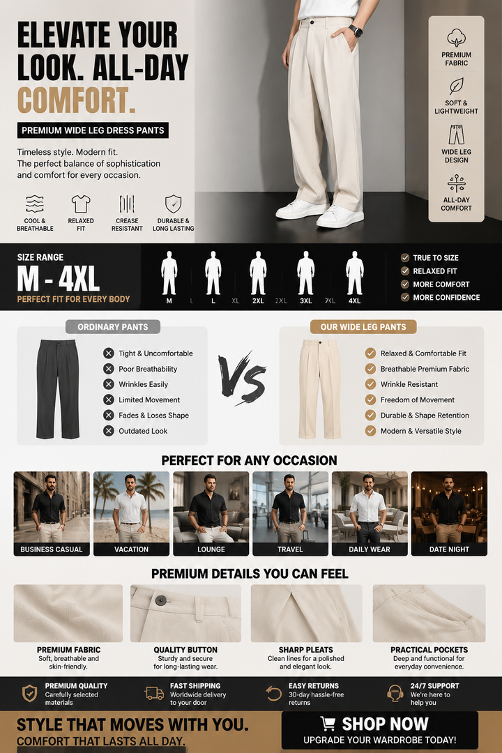 PREMIUM WIDE LEG DRESS PANTS