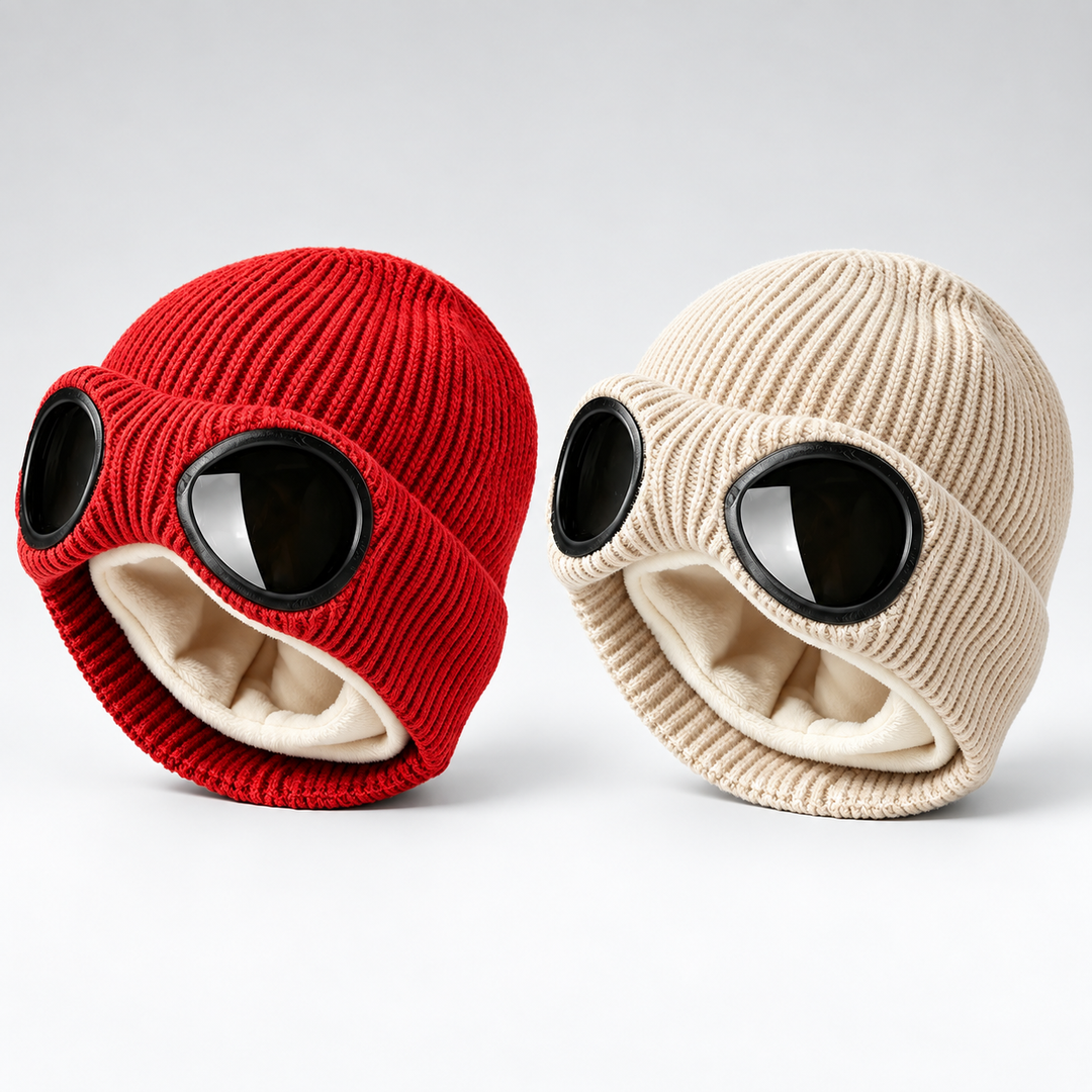 Goggle Lens Design Beanie Hat