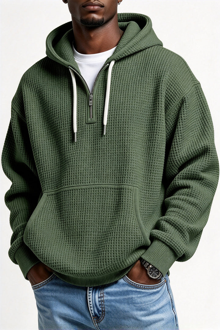 Zeeyr Waffle Knit Half-Zip Men Hoodie