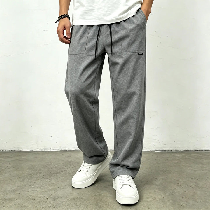 Basic Plain Loose Drawstring Mid Waist Pants