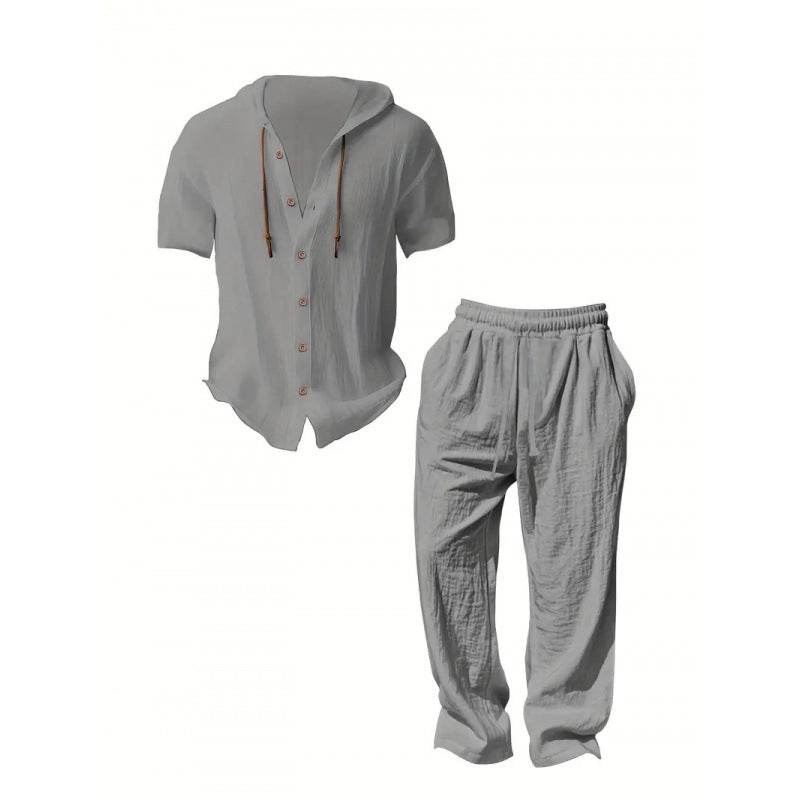 LINEN SHORT SLEEVE SHIRT&amp; PANTS SET FOR MEN
